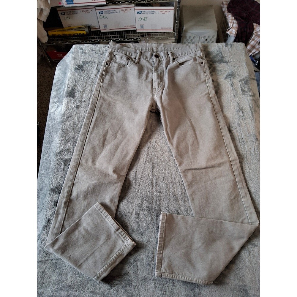 Levis 511 Slim Fit Jeans Mens 32x34 Grey Tan Neutral Denim Pants